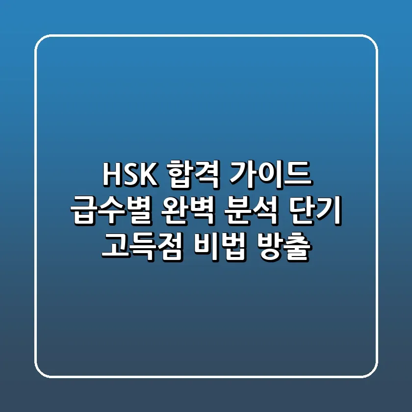 HSK 합격 가이드 급수별 완벽 분석 단기 고득점 비법 방출