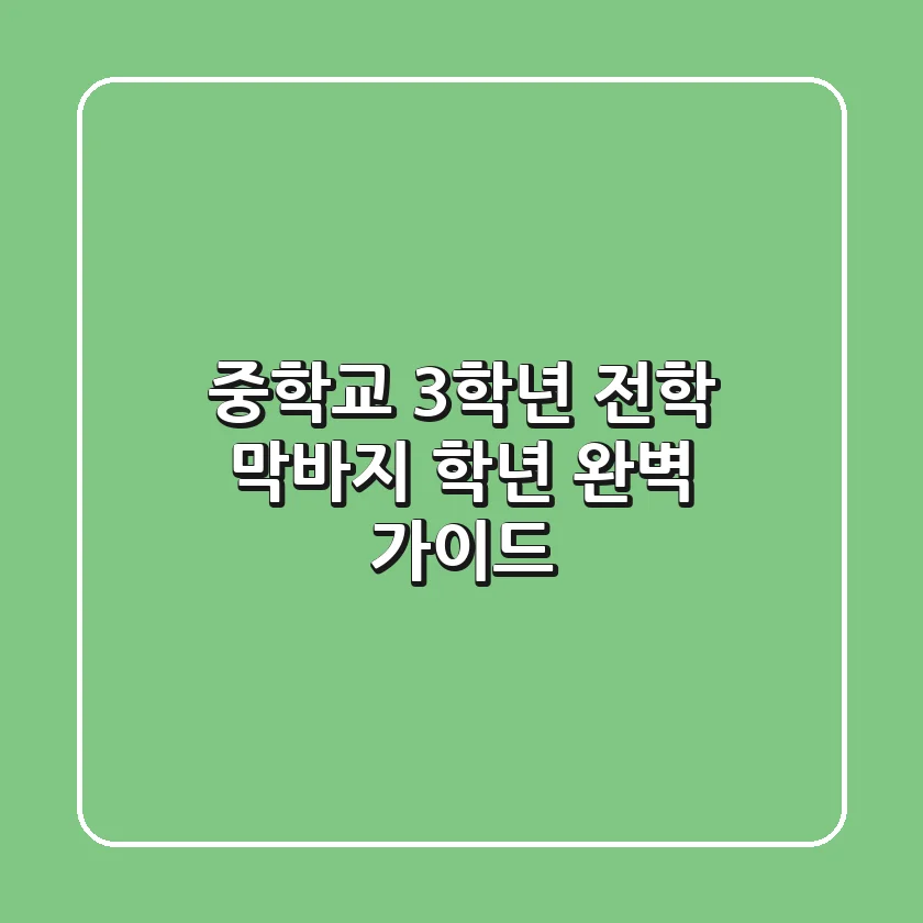 중학교 3학년 전학, 막바지 학년 완벽 가이드!