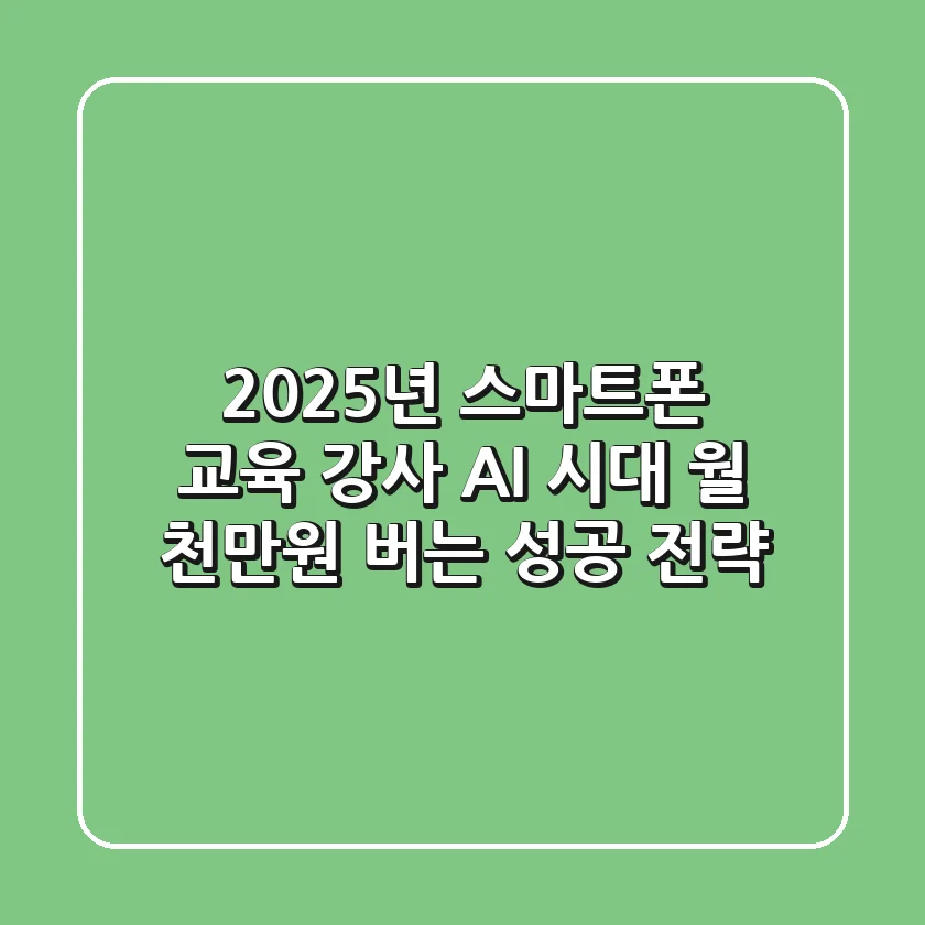 2025년 스마트폰 교육 강사, AI 시대 월 천만원 버는 성공 전략