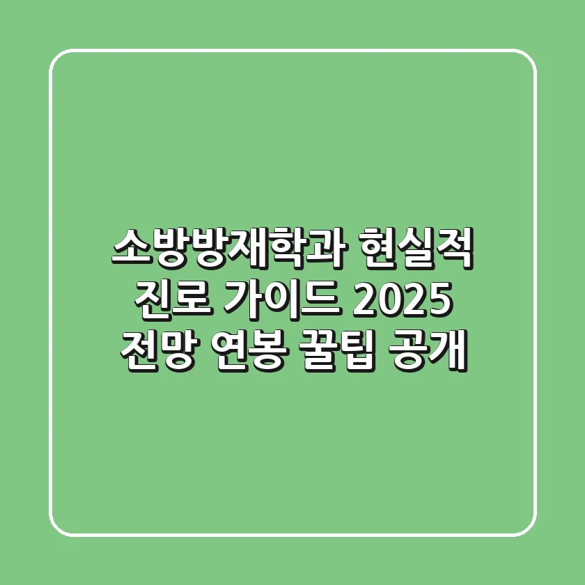 소방방재학과 현실적 진로 가이드: 2025 전망 & 연봉, 꿀팁 공개