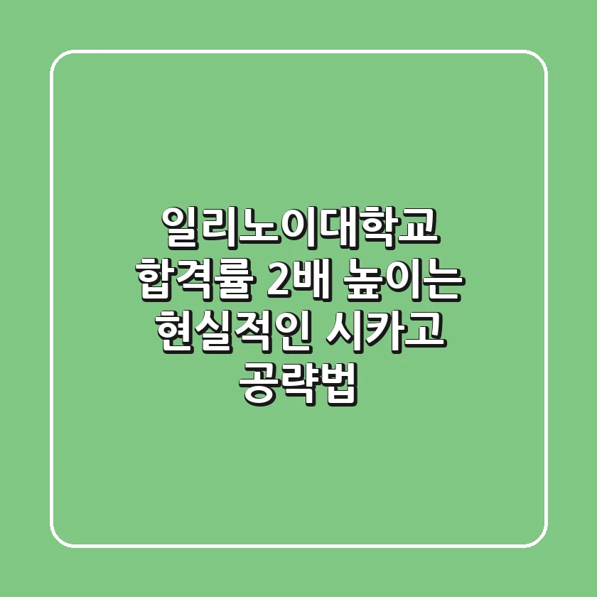 일리노이대학교 합격률 2배 높이는 현실적인 시카고 공략법