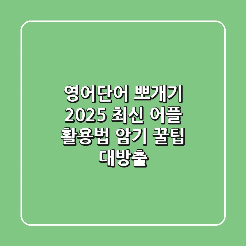 영어단어 뽀개기: 2025 최신 어플 활용법 & 암기 꿀팁 대방출