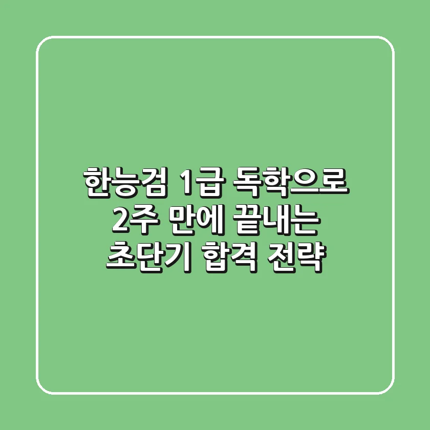 한능검 1급, 독학으로 2주 만에 끝내는 초단기 합격 전략