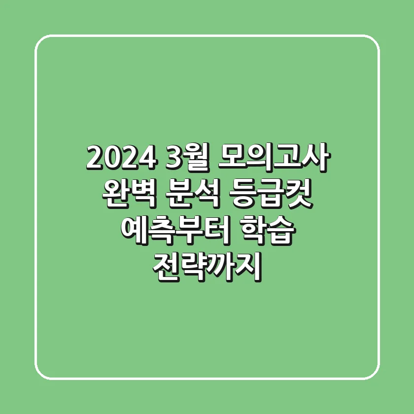 2024 3월 모의고사 완벽 분석: 등급컷 예측부터 학습 전략까지!