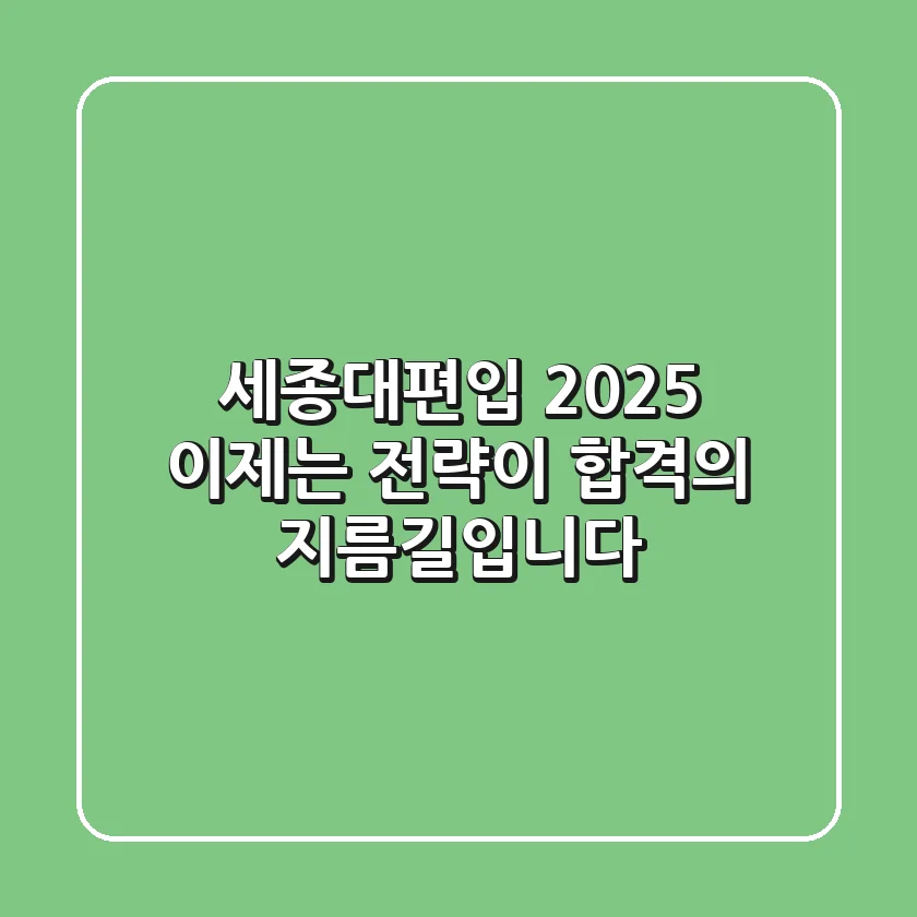 세종대편입 2025, 이제는 '전략'이 합격의 지름길입니다!