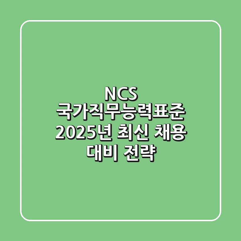 NCS 국가직무능력표준, 2025년 최신 채용 대비 전략