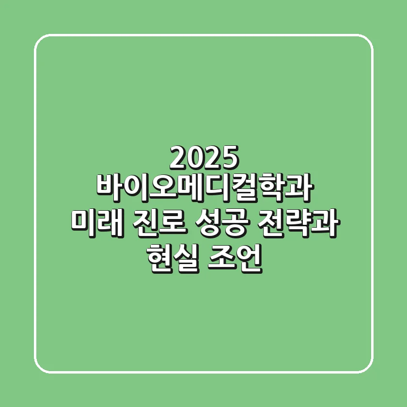 2025 바이오메디컬학과: 미래 진로 성공 전략과 현실 조언
