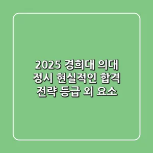 2025 경희대 의대 정시, 현실적인 합격 전략 (등급 외 요소)