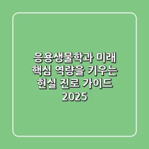 응용생물학과, 미래 핵심 역량을 키우는 현실 진로 가이드 2025