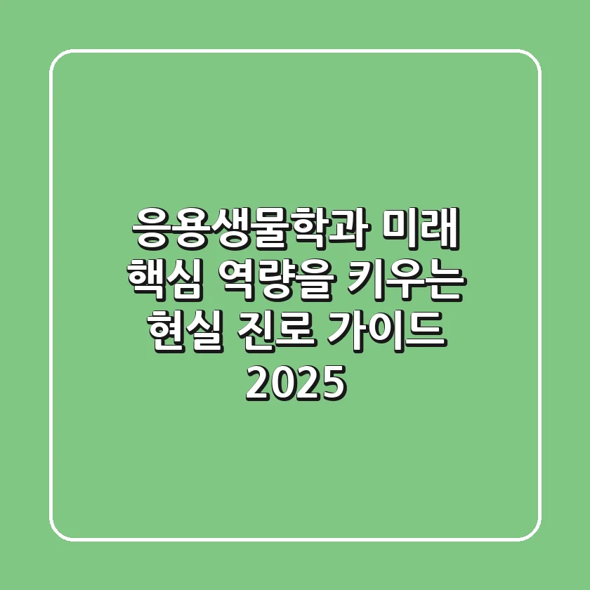 응용생물학과, 미래 핵심 역량을 키우는 현실 진로 가이드 2025