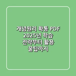 개념원리 확통 PDF, 2025년 학습 전략부터 활용 꿀팁까지!