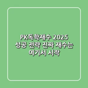 PK독학재수, 2025 성공 전략: 진짜 재수는 여기서 시작!