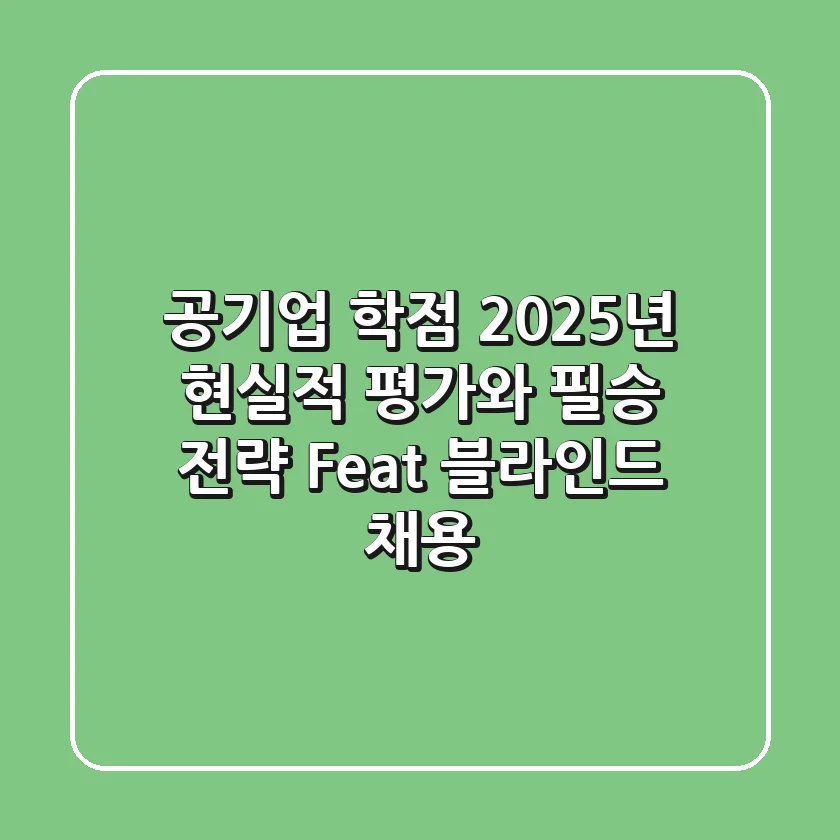 공기업 학점: 2025년 현실적 평가와 필승 전략 (Feat. 블라인드 채용)