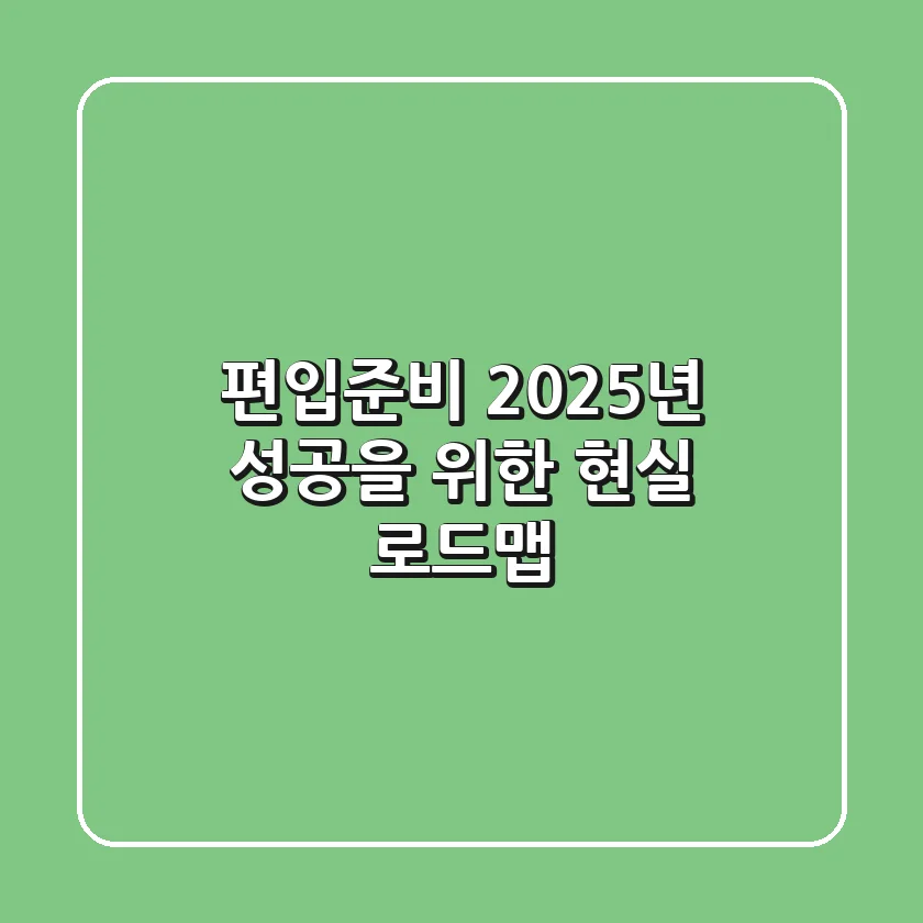 편입준비, 2025년 성공을 위한 현실 로드맵