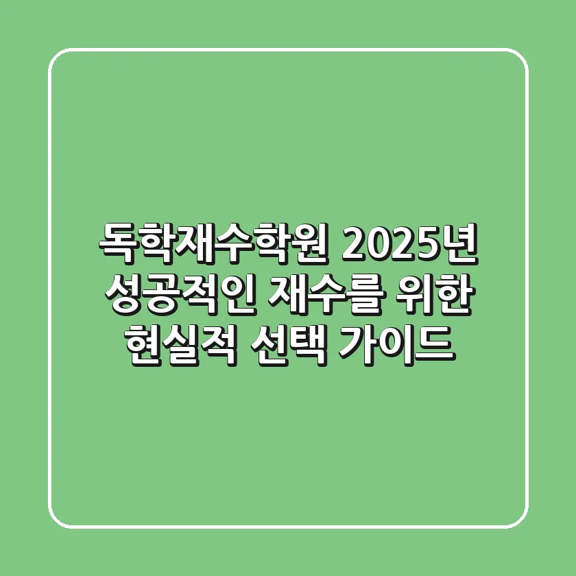 독학재수학원, 2025년 성공적인 재수를 위한 현실적 선택 가이드