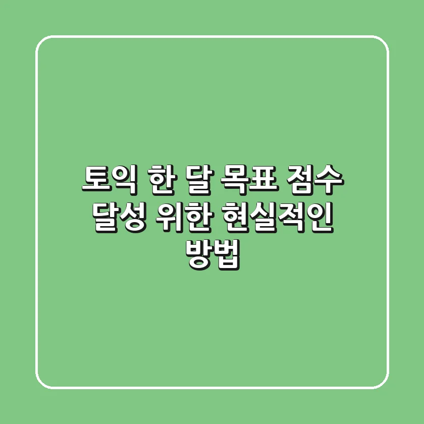 토익 한 달, 목표 점수 달성 위한 현실적인 방법