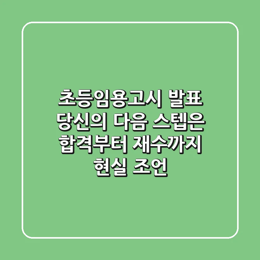 초등임용고시 발표, 당신의 다음 스텝은? 합격부터 재수까지 현실 조언