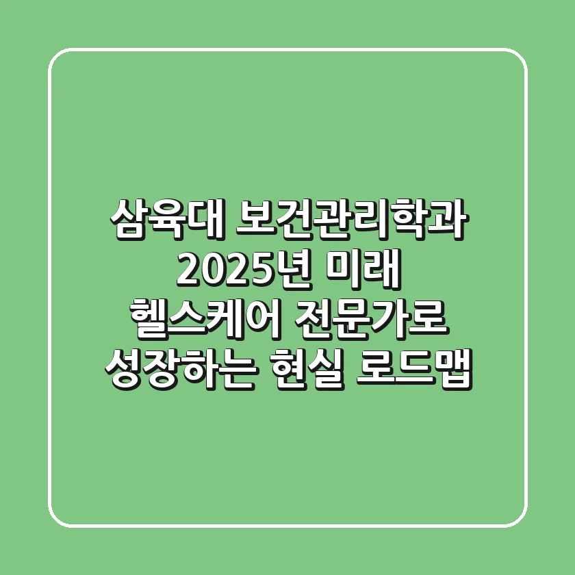 삼육대 보건관리학과, 2025년 미래 헬스케어 전문가로 성장하는 현실 로드맵