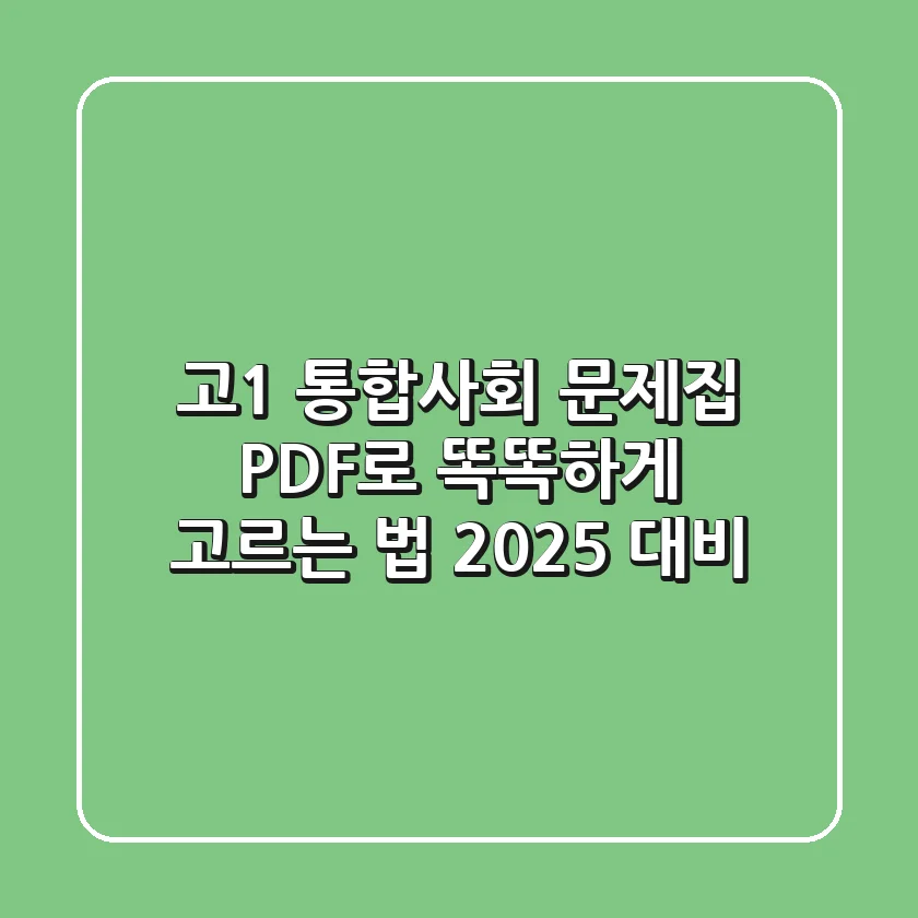 고1 통합사회 문제집, PDF로 똑똑하게 고르는 법 (2025 대비)