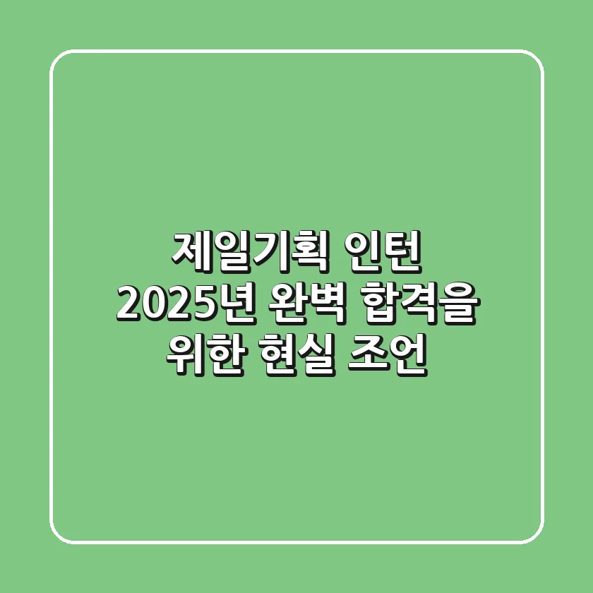 제일기획 인턴, 2025년 완벽 합격을 위한 현실 조언