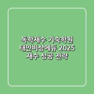 독학재수 기숙학원 태안비상에듀, 2025 재수 성공 전략