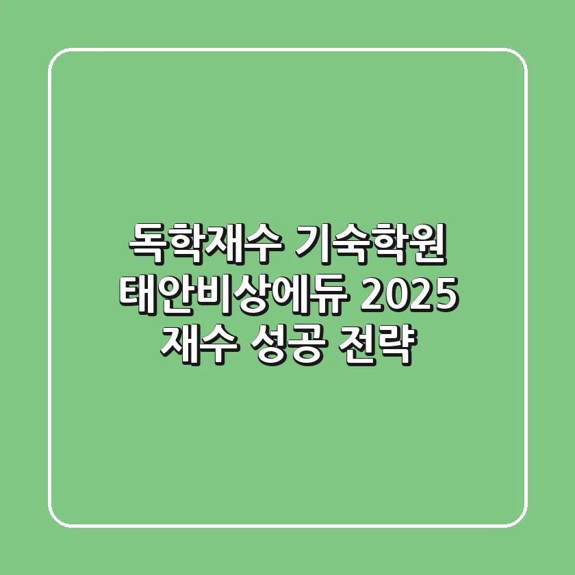 독학재수 기숙학원 태안비상에듀, 2025 재수 성공 전략