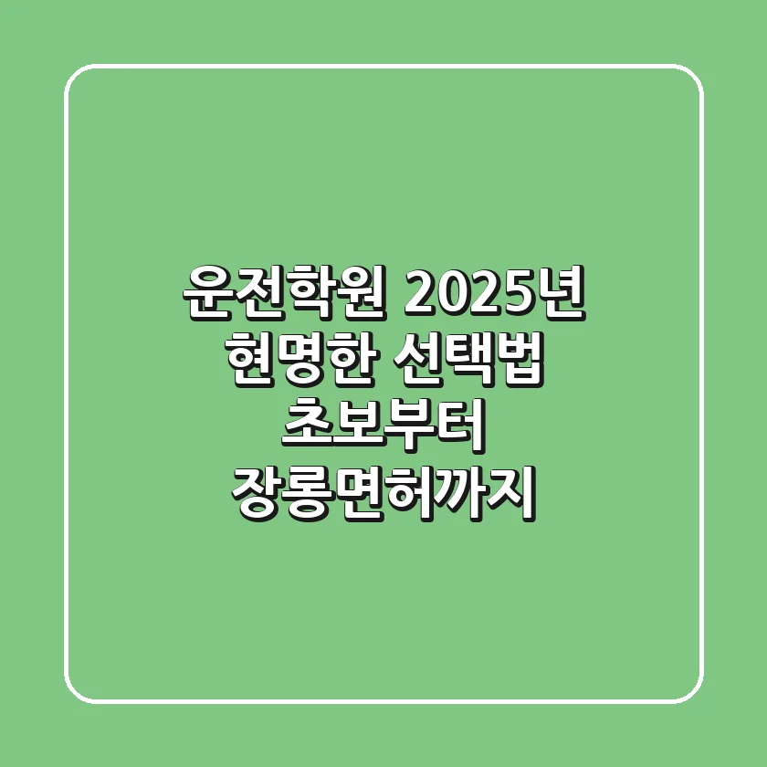 운전학원, 2025년 현명한 선택법: 초보부터 장롱면허까지!