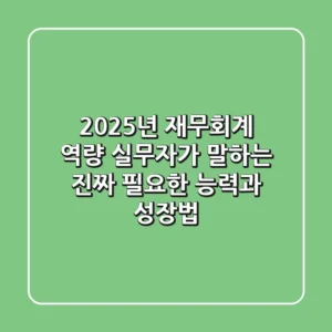 2025년 재무회계 역량, 실무자가 말하는 진짜 필요한 능력과 성장법