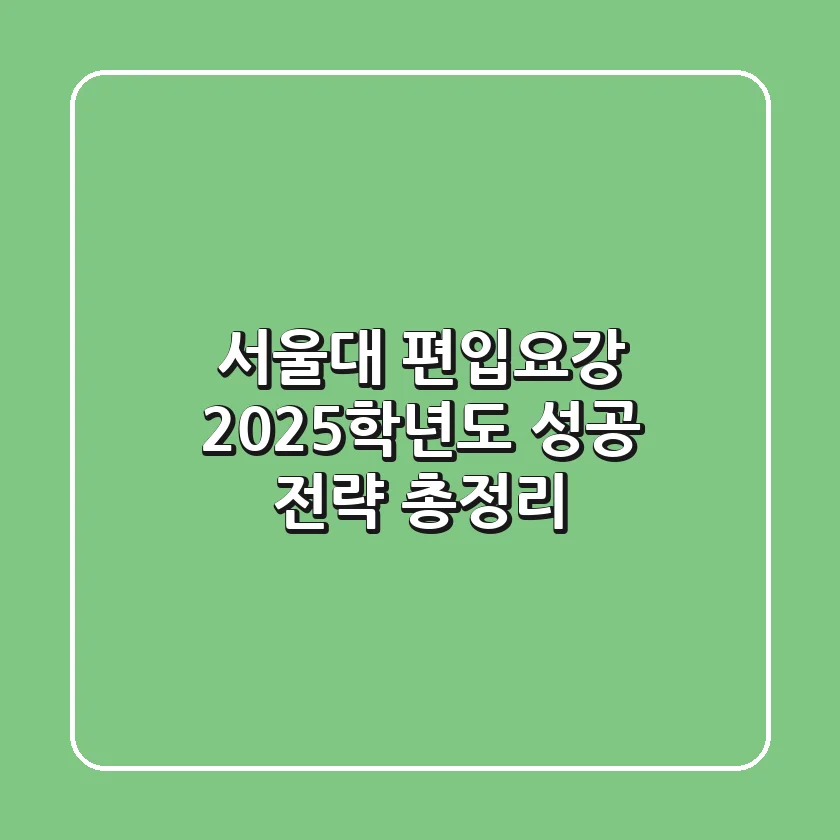 서울대 편입요강, 2025학년도 성공 전략 총정리!
