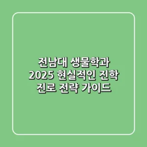전남대 생물학과 2025: 현실적인 진학 & 진로 전략 가이드