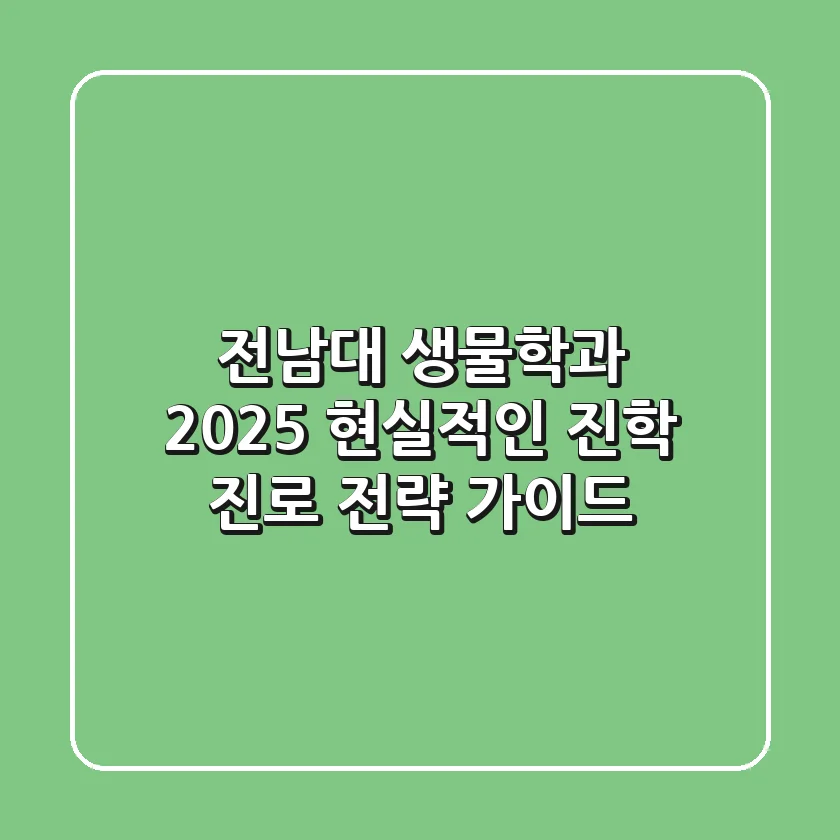 전남대 생물학과 2025: 현실적인 진학 & 진로 전략 가이드
