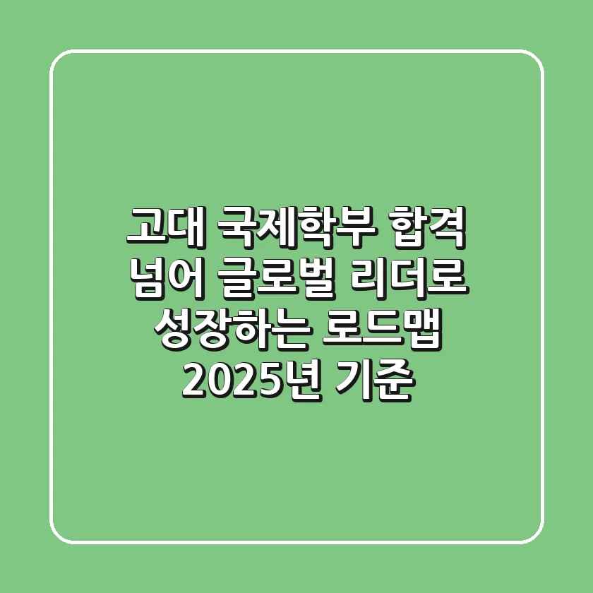 고대 국제학부, 합격 넘어 ‘글로벌 리더’로 성장하는 로드맵 (2025년 기준)