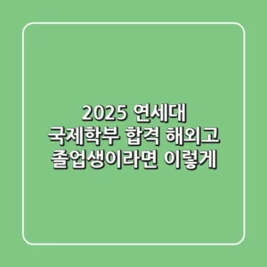 2025 연세대 국제학부 합격, 해외고 졸업생이라면 이렇게!