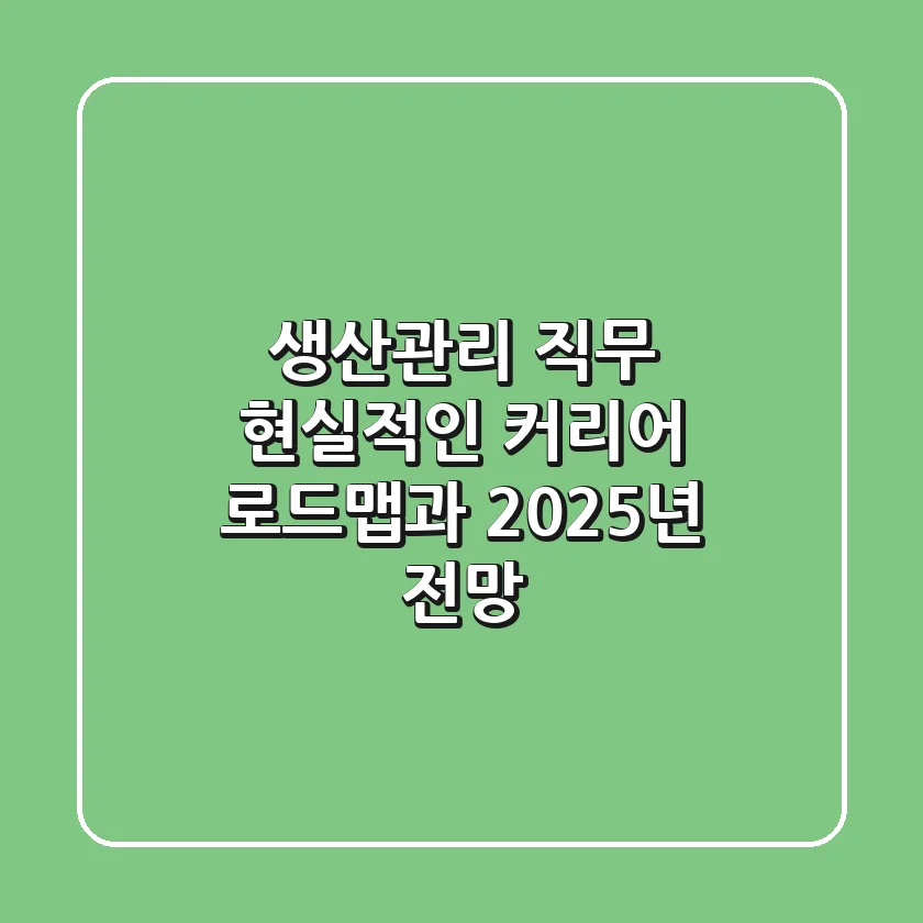 생산관리 직무, 현실적인 커리어 로드맵과 2025년 전망