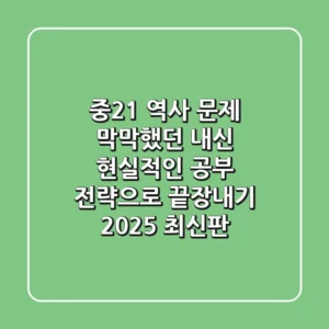중2-1 역사 문제: 막막했던 내신, 현실적인 공부 전략으로 끝장내기 (2025 최신판)