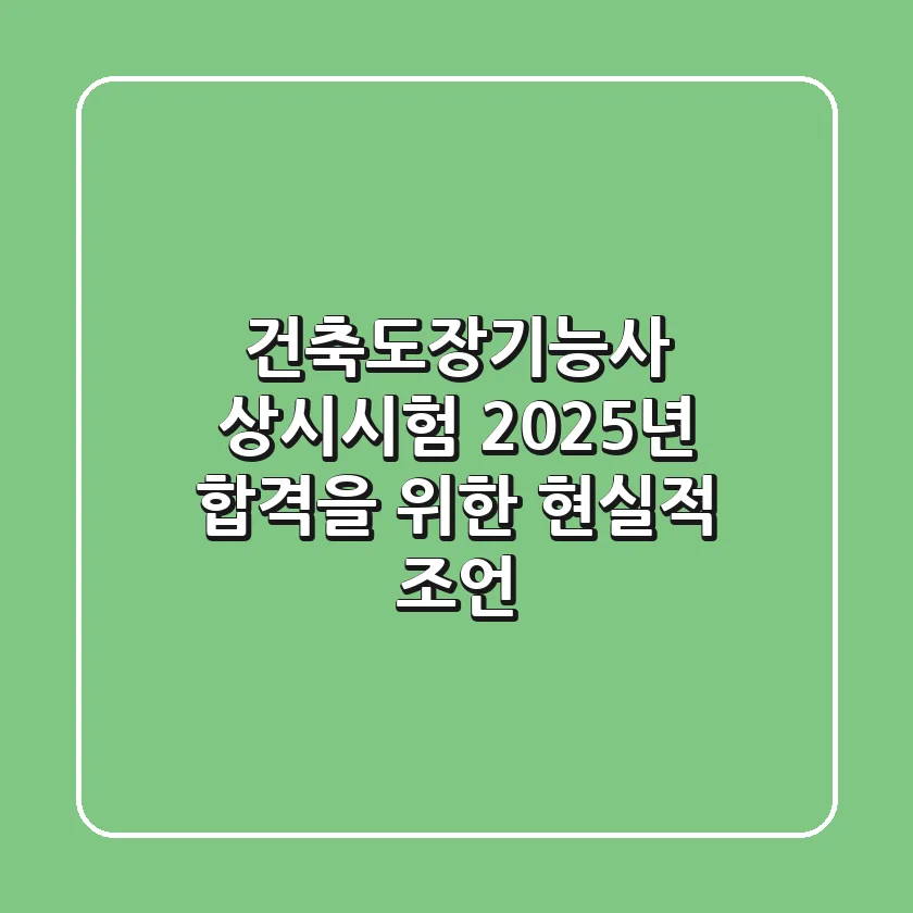 건축도장기능사 상시시험, 2025년 합격을 위한 현실적 조언