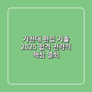 가천대 편입 기출, 2025 합격 전략의 핵심 열쇠!