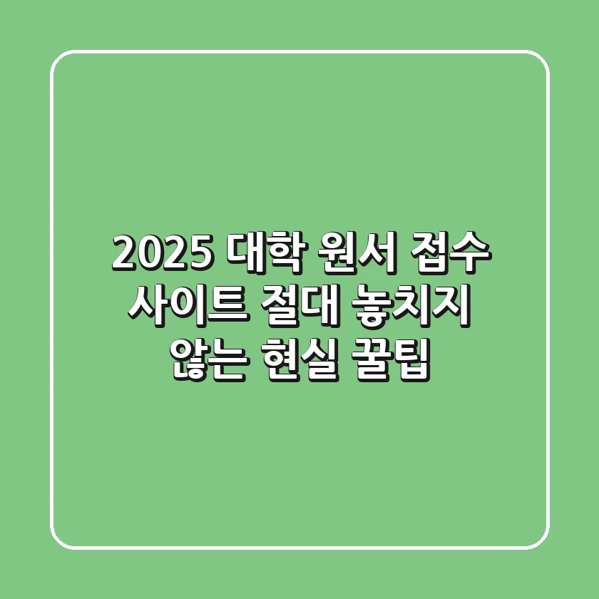 2025 대학 원서 접수 사이트, 절대 놓치지 않는 현실 꿀팁