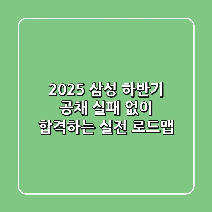 2025 삼성 하반기 공채, 실패 없이 합격하는 실전 로드맵