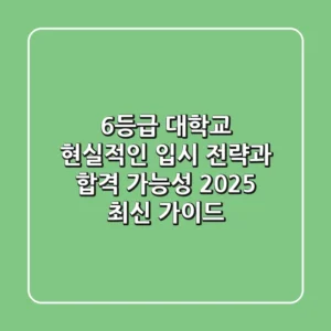 6등급 대학교, 현실적인 입시 전략과 합격 가능성 (2025 최신 가이드)