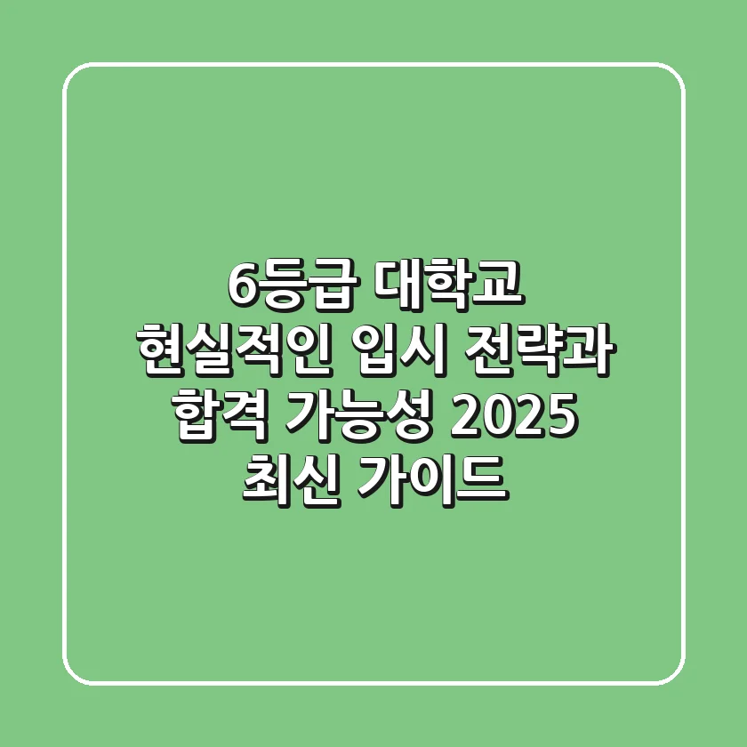 6등급 대학교, 현실적인 입시 전략과 합격 가능성 (2025 최신 가이드)
