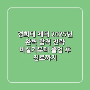 경희대 체대, 2025년 완벽 합격 전략: 비실기부터 졸업 후 진로까지