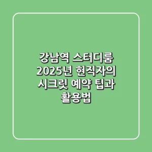 강남역 스터디룸, 2025년 현직자의 시크릿 예약 팁과 활용법