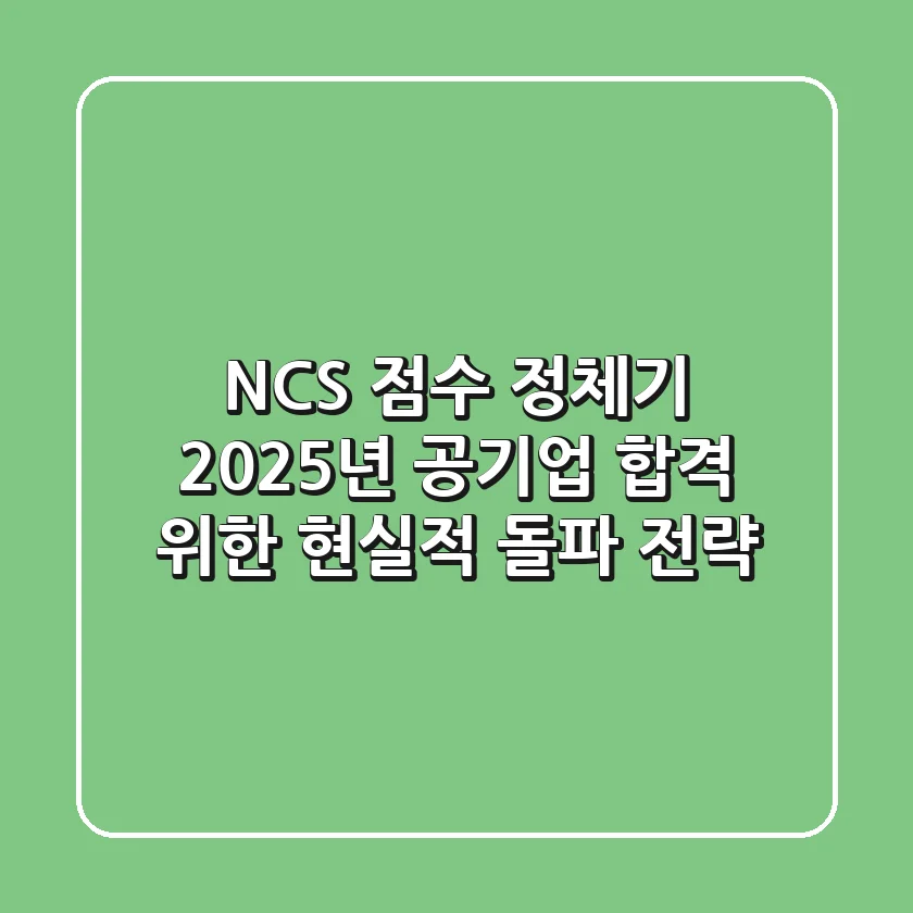 NCS 점수 정체기? 2025년 공기업 합격 위한 현실적 돌파 전략