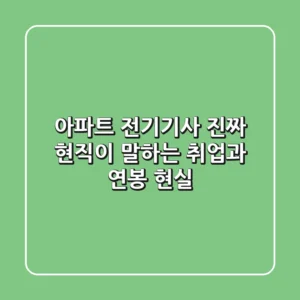 아파트 전기기사, 진짜 현직이 말하는 취업과 연봉 현실!