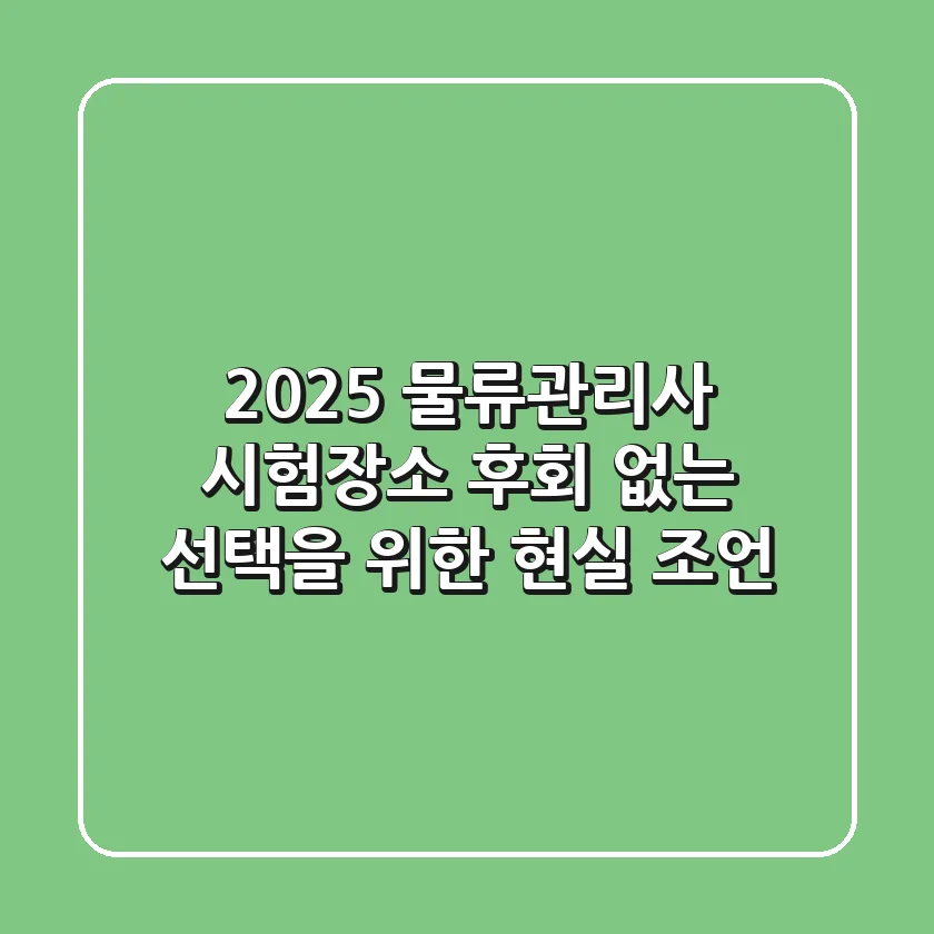 2025 물류관리사 시험장소, 후회 없는 선택을 위한 현실 조언