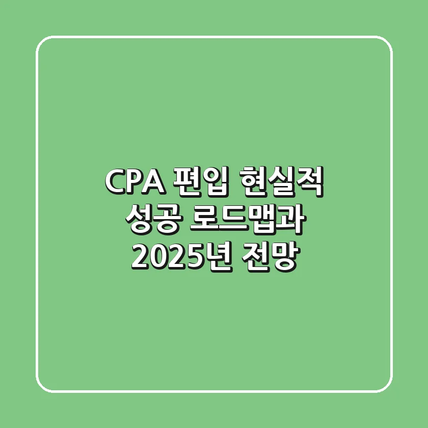 CPA 편입, 현실적 성공 로드맵과 2025년 전망
