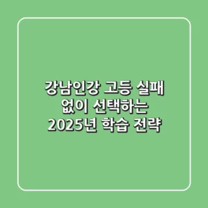 강남인강 고등, 실패 없이 선택하는 2025년 학습 전략