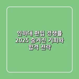 인하대 편입 경쟁률 2025: 숨겨진 기회와 합격 전략