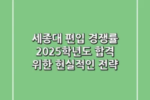 세종대 편입 경쟁률, 2025학년도 합격 위한 현실적인 전략